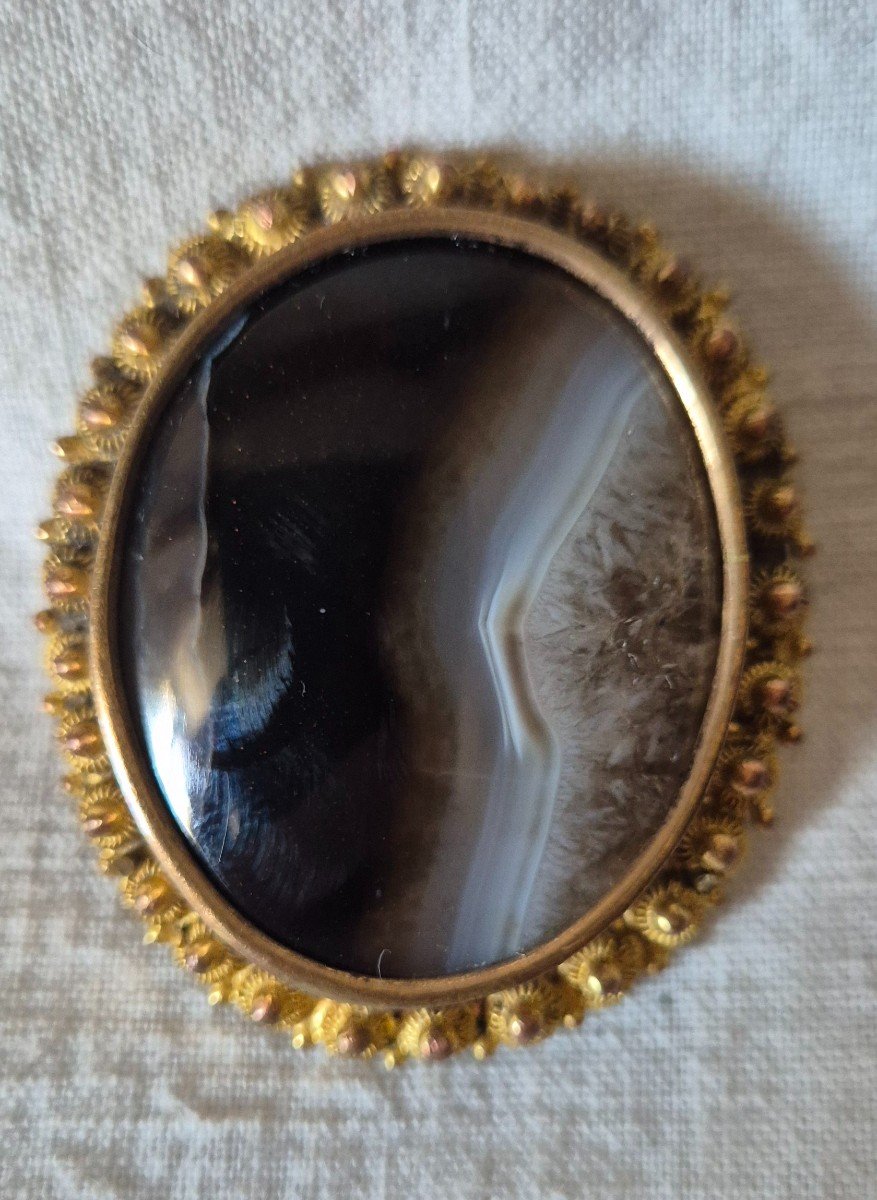 19th Century Scottish Agate Stone Brooch, England -photo-3