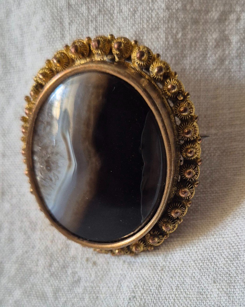 19th Century Scottish Agate Stone Brooch, England 