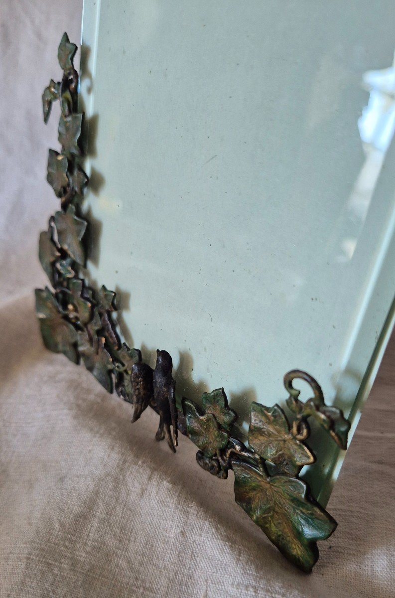 Art Nouveau Photo Frame In Naturalist Style With Laurel Leaves And A Swallow -photo-2