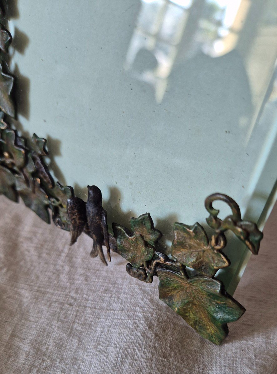 Art Nouveau Photo Frame In Naturalist Style With Laurel Leaves And A Swallow -photo-4