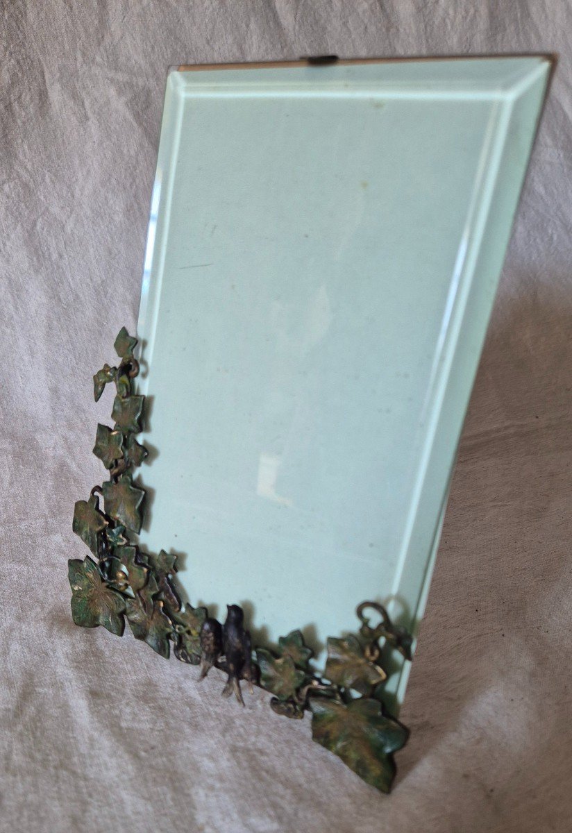 Art Nouveau Photo Frame In Naturalist Style With Laurel Leaves And A Swallow -photo-1