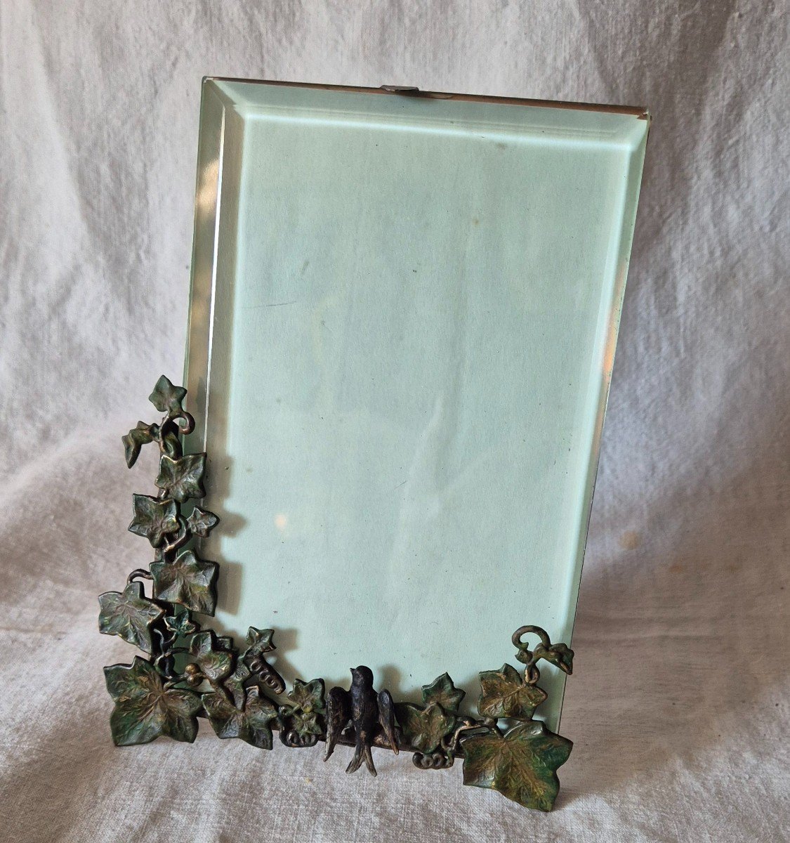 Art Nouveau Photo Frame In Naturalist Style With Laurel Leaves And A Swallow -photo-2