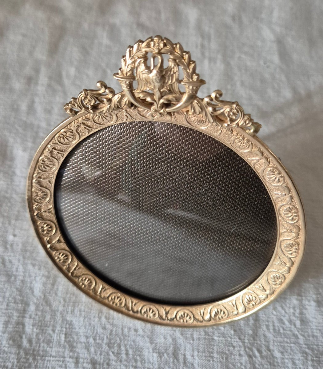 Restoration Style Gilt Bronze Photo Frame With Convex Glass-photo-4