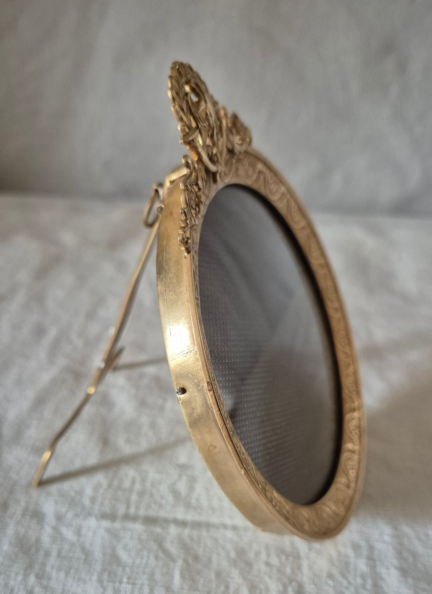 Restoration Style Gilt Bronze Photo Frame With Convex Glass-photo-3