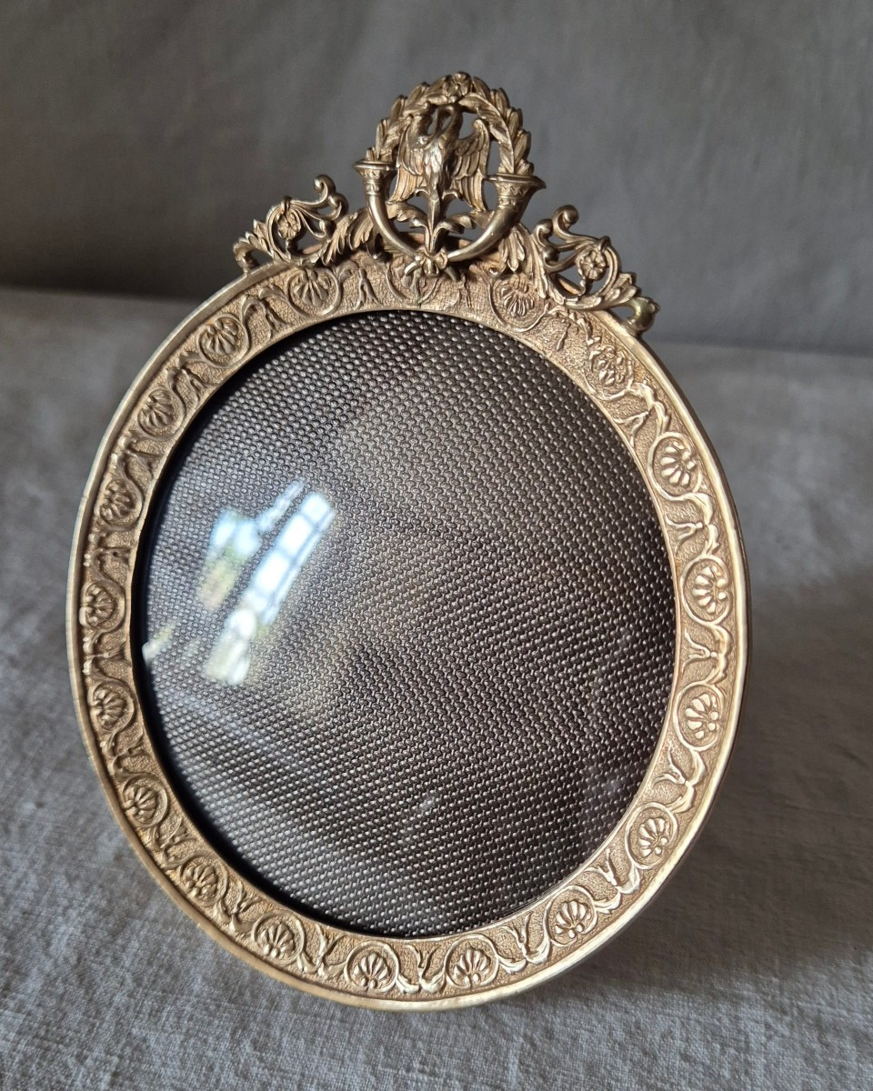 Restoration Style Gilt Bronze Photo Frame With Convex Glass