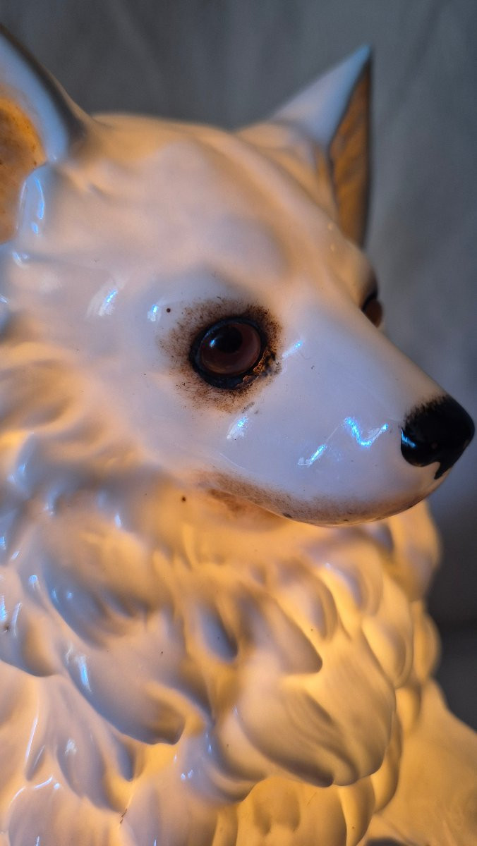 Large White Porcelain Pomeranian Night Light -photo-8