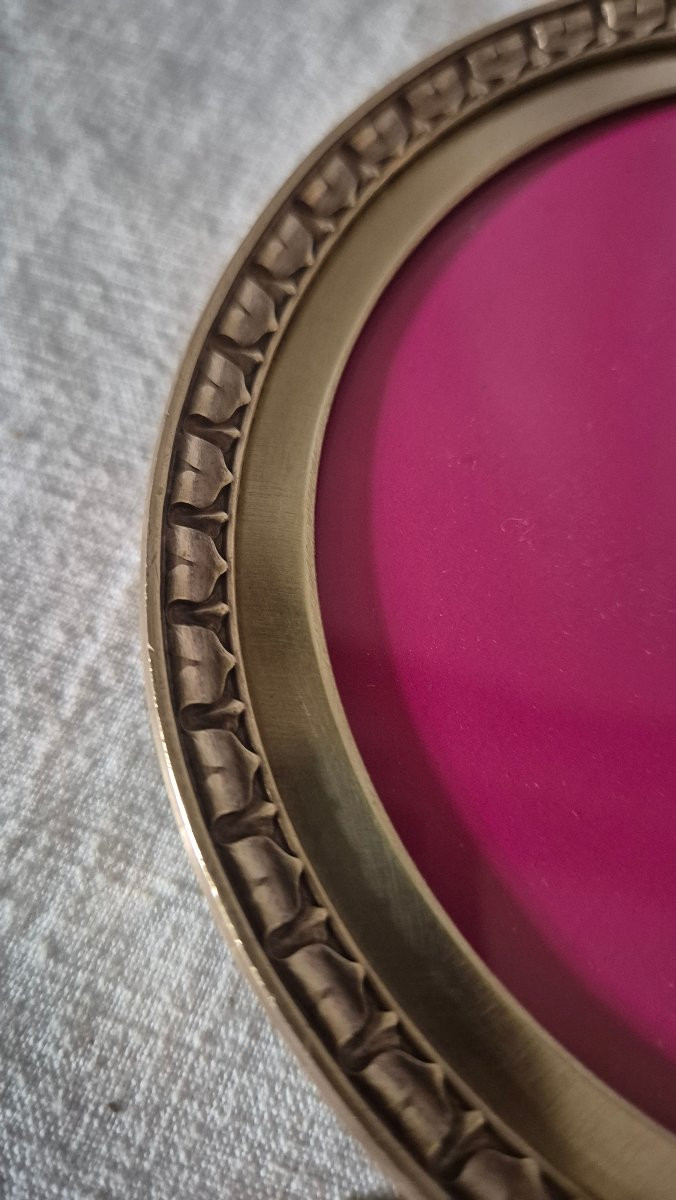 Cadre Photo Bronze Doré Rond à Passe Partout En Bronze -photo-3