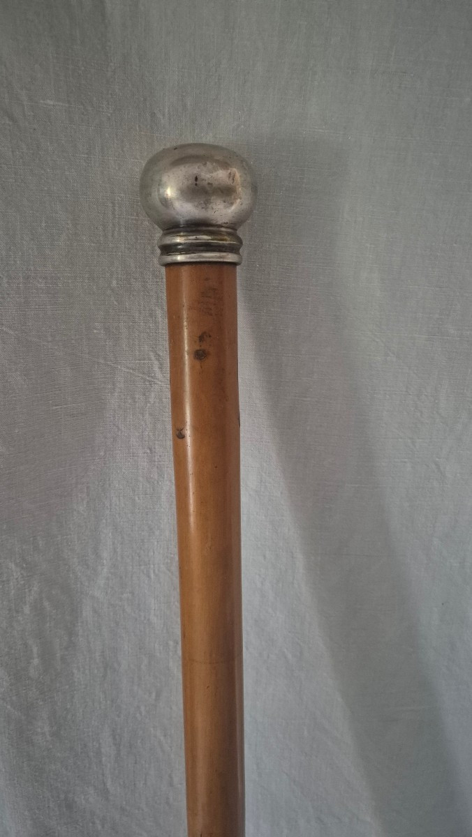 Canne Coup De Poing De Défense Pommeau Boule Bronze Argenté 