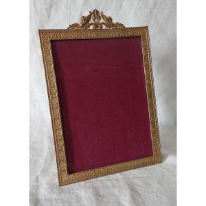 Large Gilt Bronze Photo Frame With Empire Decor Late 19th Century 