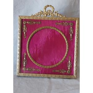 Napoleon III Photo Holder Frame Gilt Bronze With Applications, Marie Louise Rose Magenta