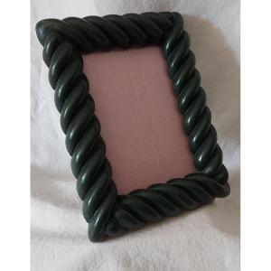 Green Leather Photo Frame With Godron Effect From The 1950s-60s U Album Format 