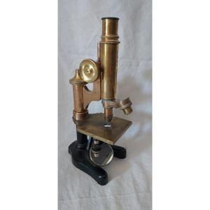 Microscope De Laboratoire Signé E. Leitz- Wetzlar-allemagne En Laiton, Bronze Et Fonte