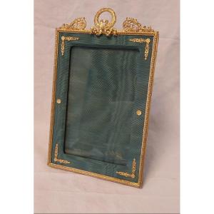 Ormolu Bronze Photo Holder Frame And Marie Louise In Empire Style Moire