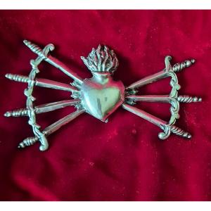 Ex Voto Dolorosa Heart Pierced By Seven Silver Daggers