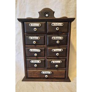 Wooden Spice Cabinet With Porcelain Plates And Knobs 