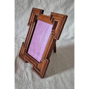 Profiled Cherry Wood Photo Frame Business Card Size 