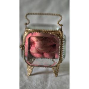 Reliquary, Miniature Painting Or Watch Holder Box In Pomponne And Glass 