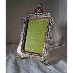 Louis XV Style Cloisonné Enamel Gilt Bronze Photo Frame 