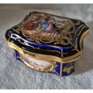 Small Box In Sèvres Porcelain Painted With Enamel And Bronze 