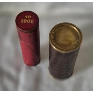 Two Louis d'Or Doors In Brass Covered In Leather, Red And Brown