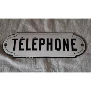 Black And White Enamel "telephone" Sign 