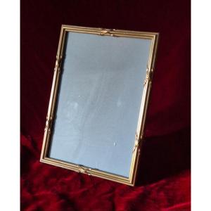 Louis XVI Style Gilt Bronze Photo Frame With Crossed Ribbons