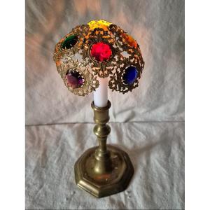 Colored Stones Candle Altar Night Light Lampshade 