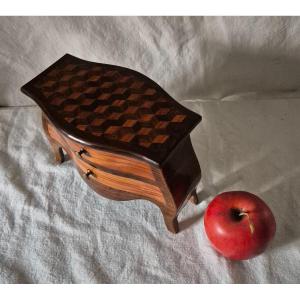 Louis XV Style Macassar And Rosewood Marquetry Jewelry Box Chest Of Drawers 