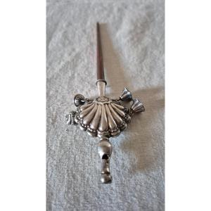 Silver Baby Rattle Whistle With Bells