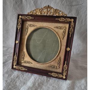 Square Photo Frame Empire Decor In Bronze And Mahogany With Round View