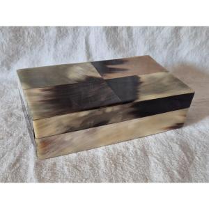 Horn Marquetry Box From The Seventies 