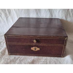 Office Filing Cabinet In Cardboard And Leather, Early 20th Century, By G Borgeaud In Paris 