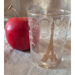 Engraved Crystal Goblet Glass Paris Universal Exhibition 1889