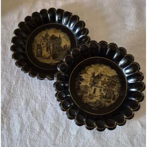 Pair Of 19th Century Lithographed Sheet Metal Bottle Holders 