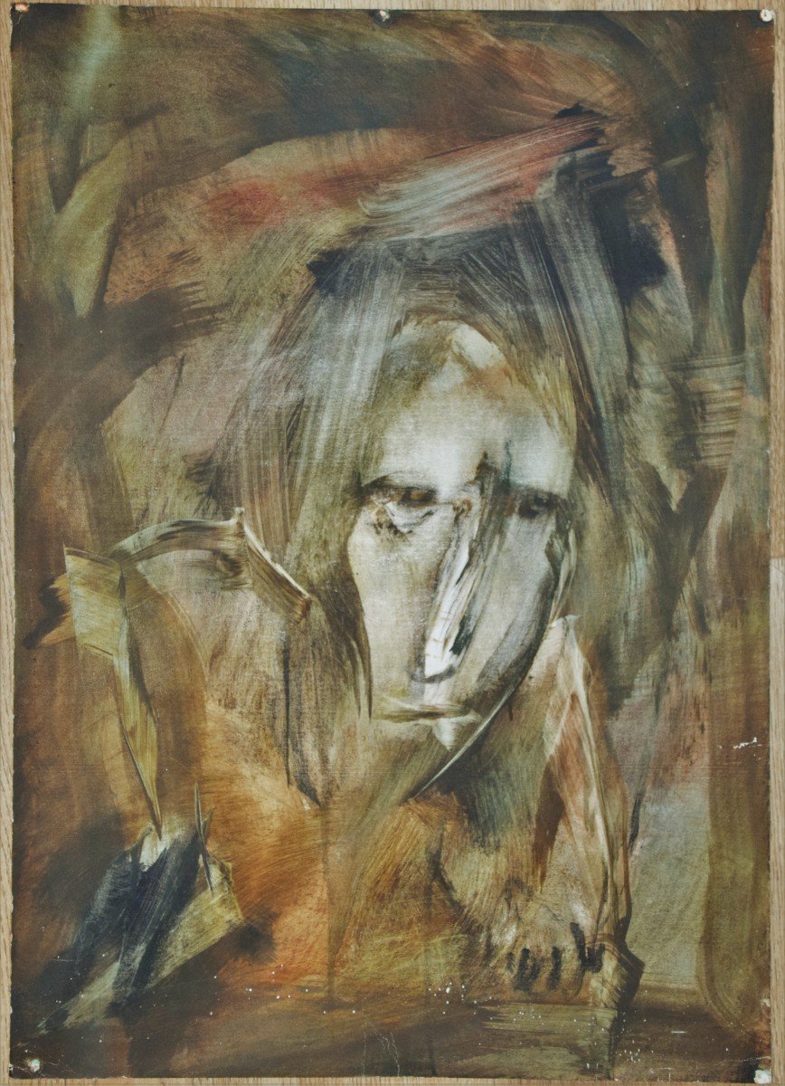 Michail Pavlenin , né En 1946.  Portrait. Signé en cyrillique au verso.