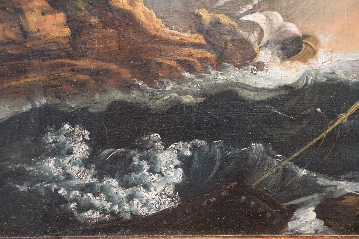 Ecole Française, Vers 1800. Bateaux Dans La Tempête.-photo-4