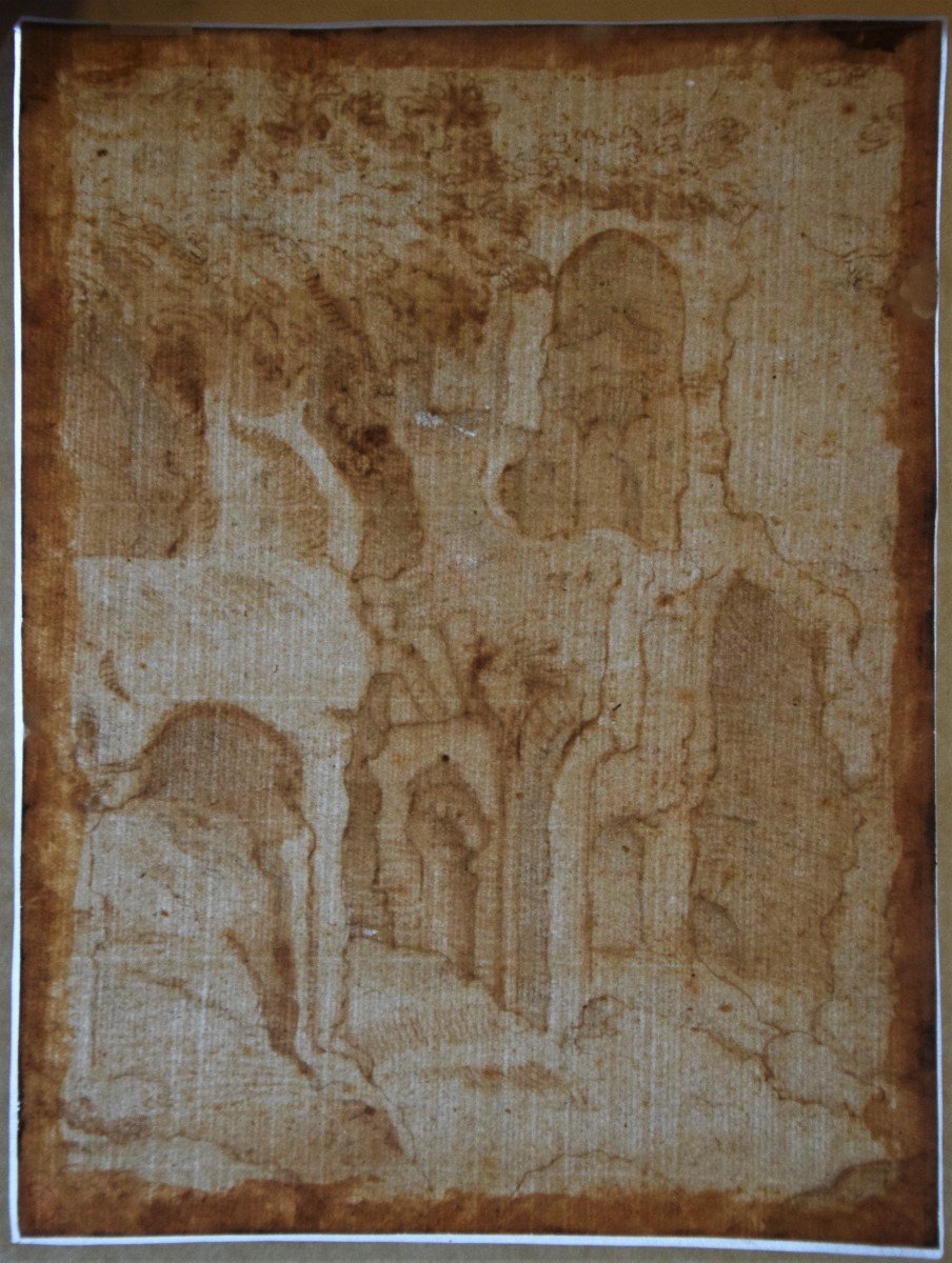 Italian School Of The 17th Century. Study Of Ruins. Collection Herrmann, Lugt1352a.-photo-3