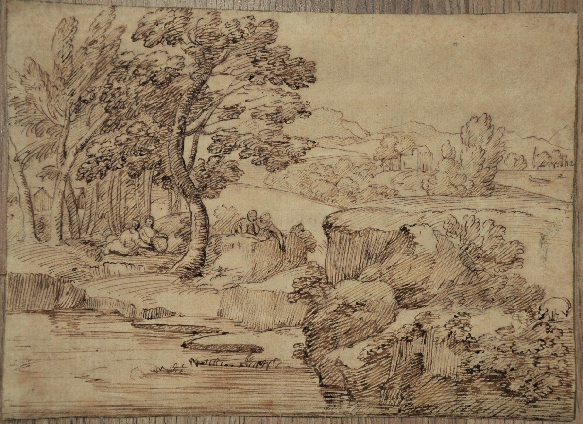 Giovanni Francesco Grimaldi. Landscape By A Pond.