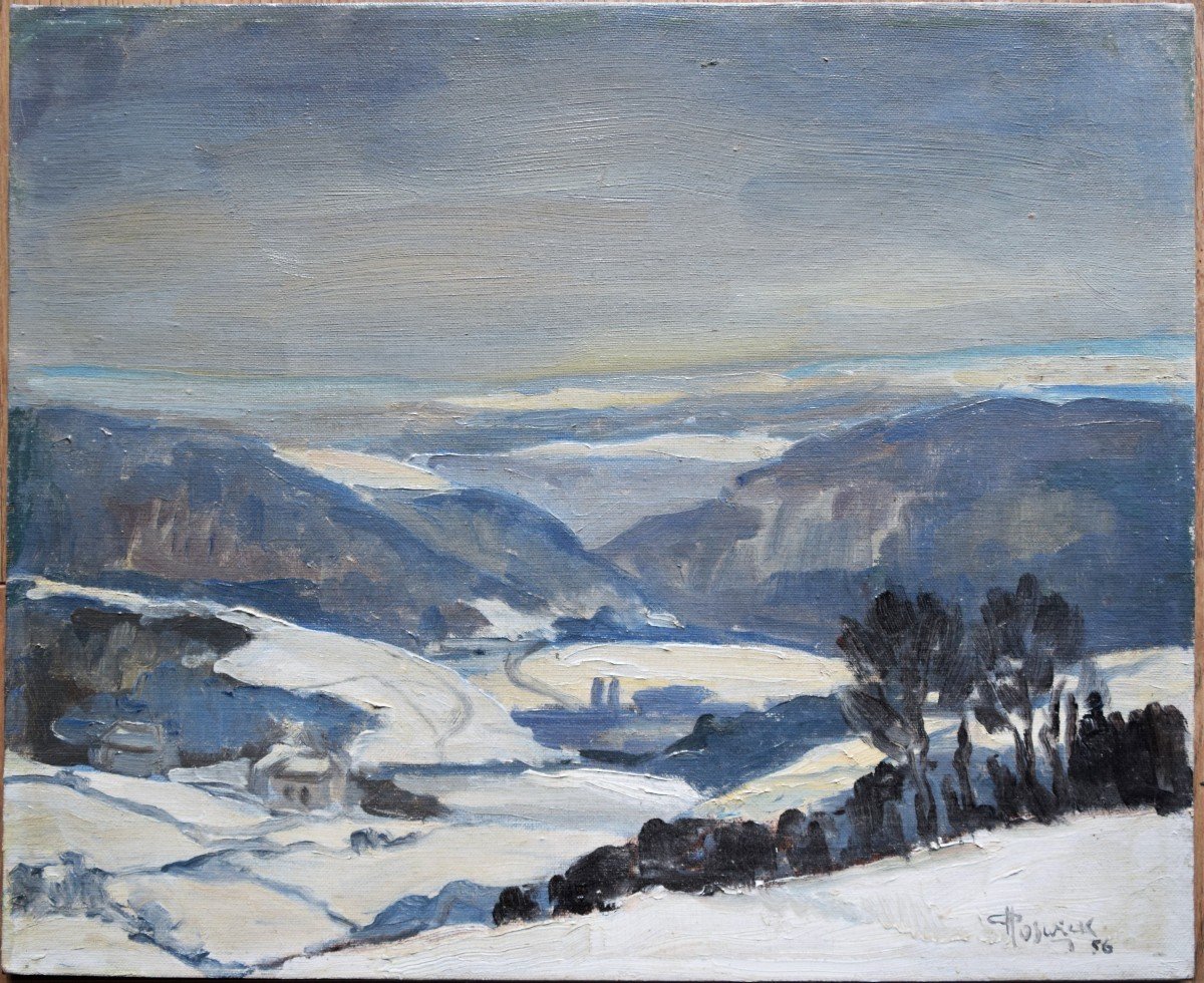 Joseph Poswick. View Of The Ardennes Under The Snow.