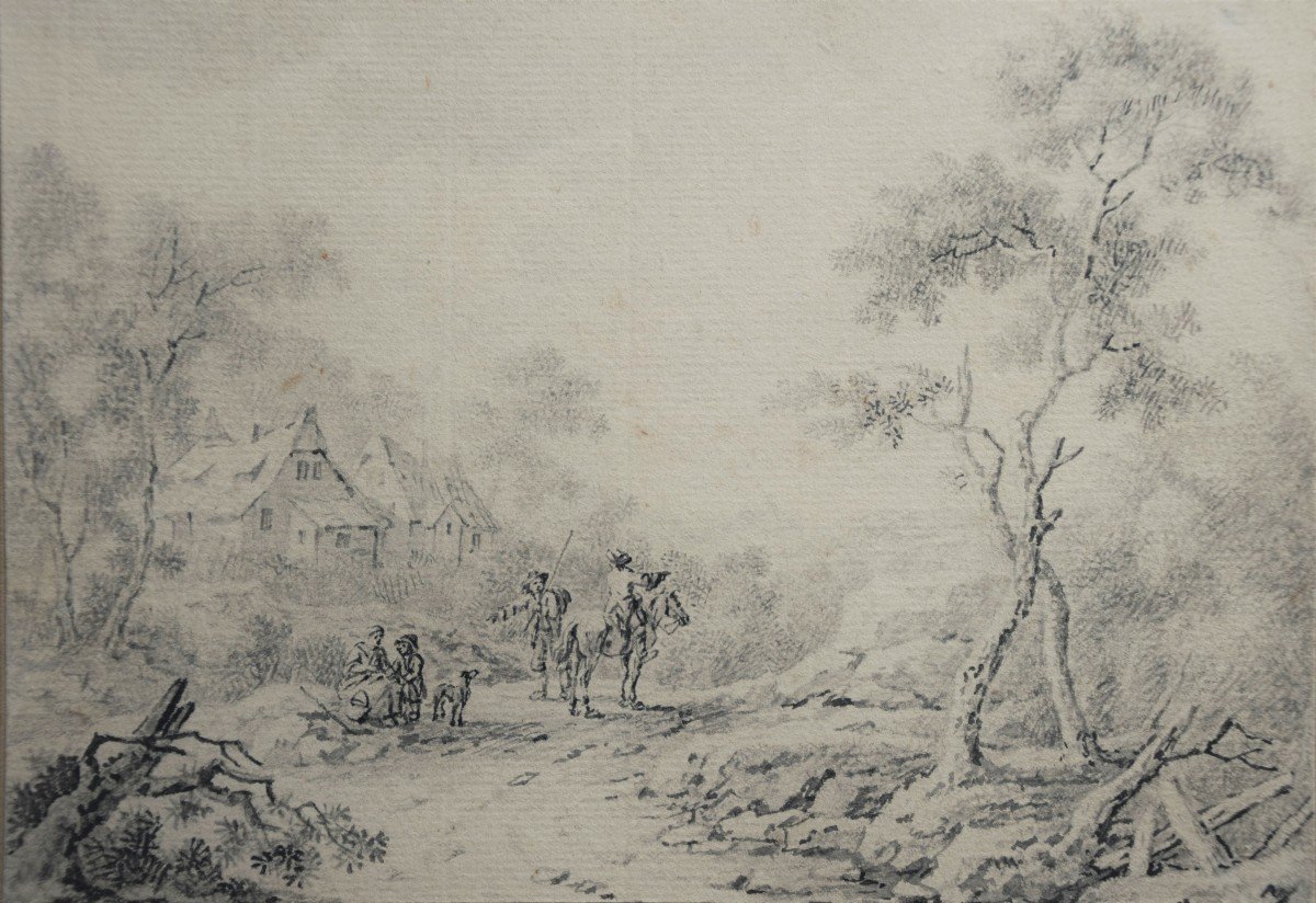 Ecole Hollandaise, Vers 1800. Paysage Animé.