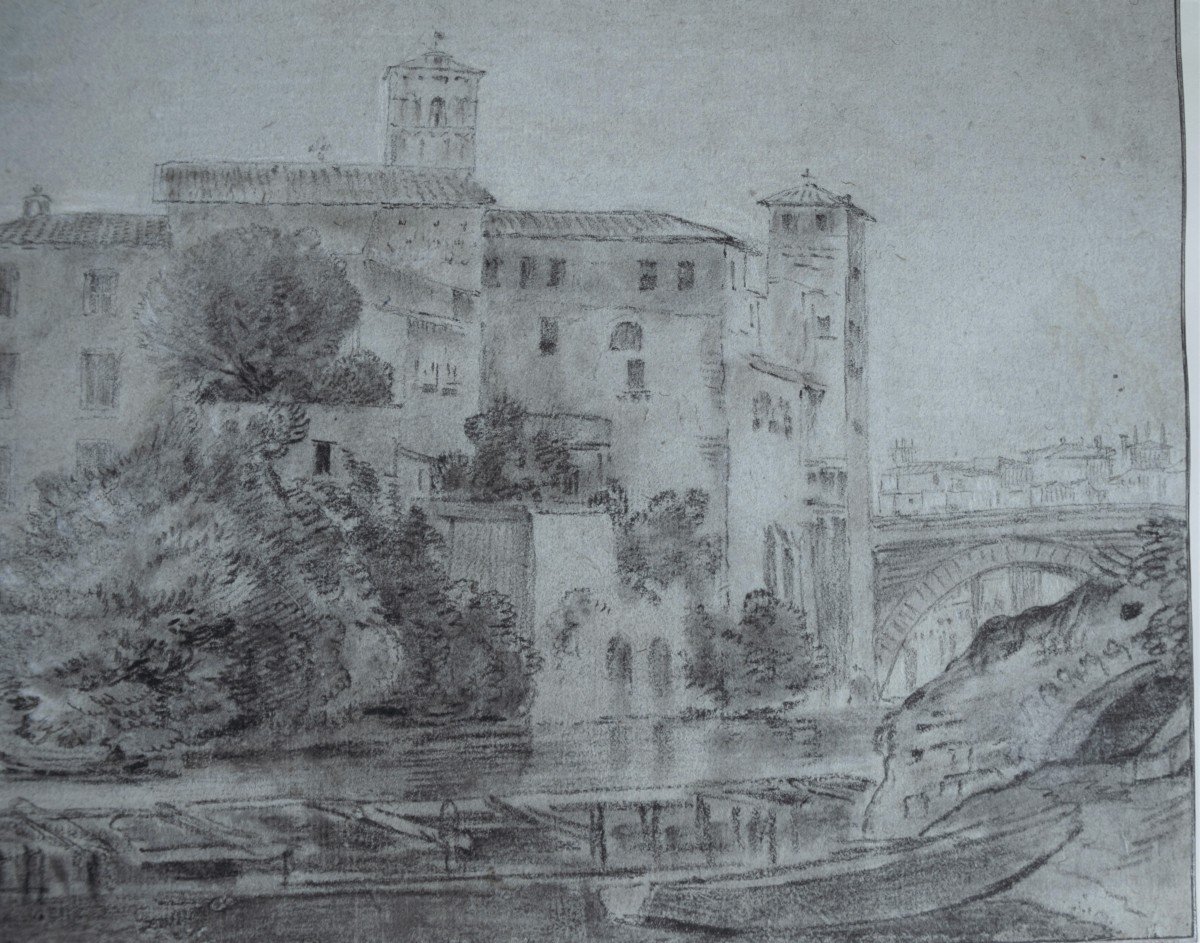 18th Century School. View Of Tiber Island From The South.-photo-3