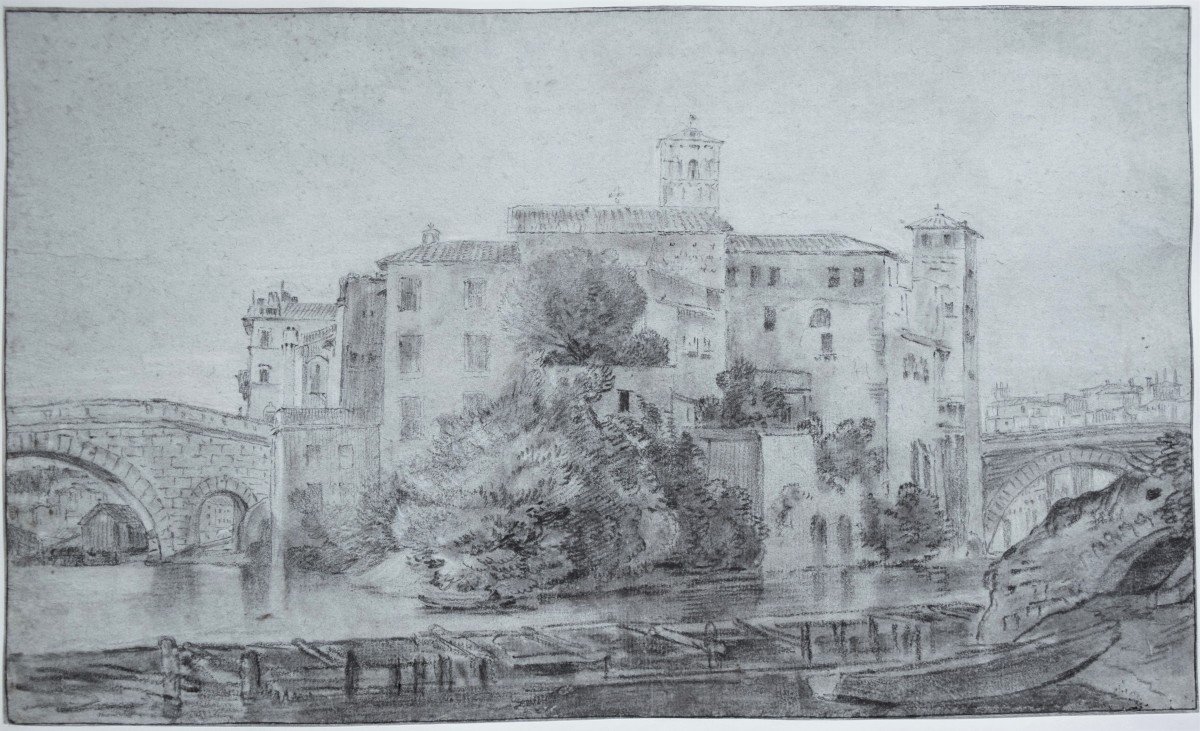 18th Century School. View Of Tiber Island From The South.