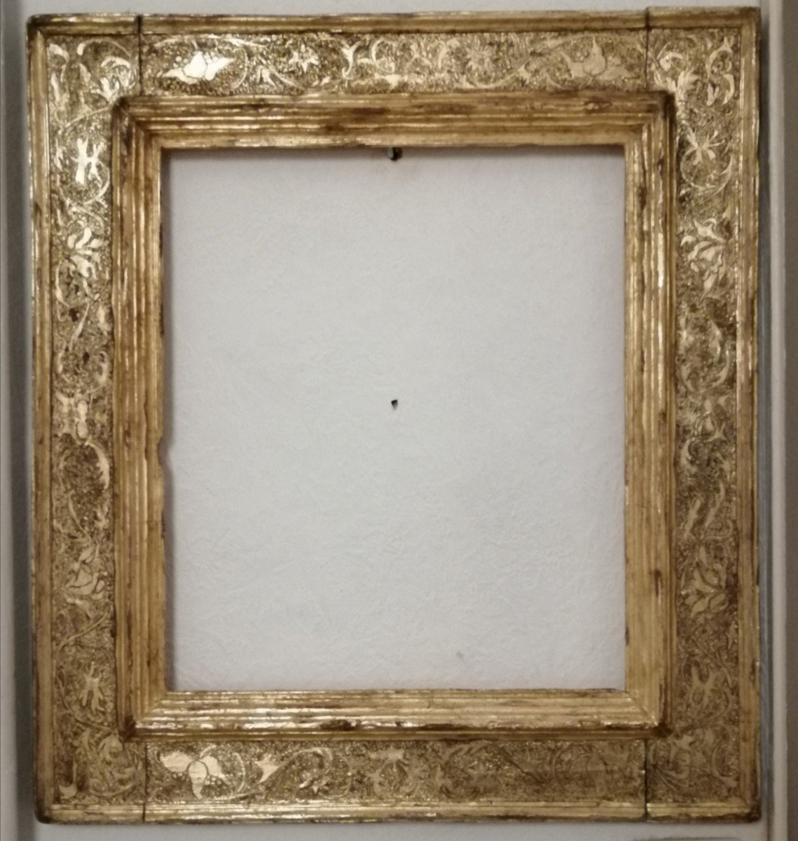 Cassetta Frame Decorated With Foliage & Scrollwork, Punched Drawings. 20th-photo-4