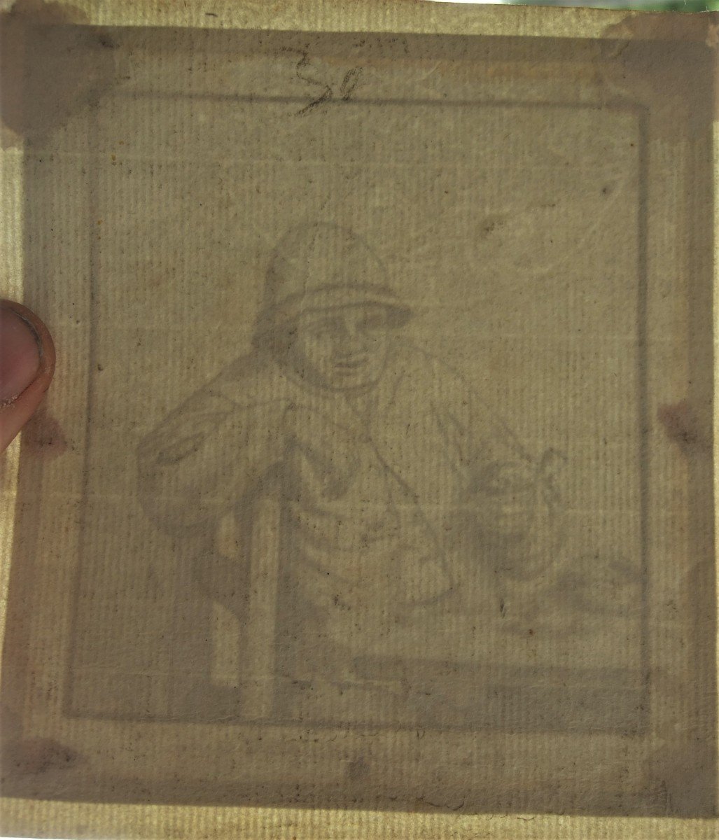 Man Holding His Pipe. Signed P. W.  Geelhand, Dated 179.-photo-3