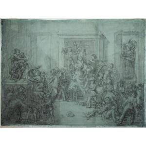 18th Century French School. Classroom Rumors. Large Format.