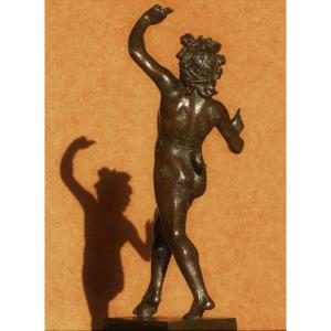 Dancing Faun. Bronze After The Antique. H: 22.5 Cm. Grand Tour.