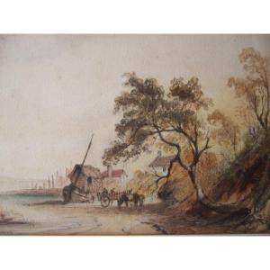 Attributed To Anthony Vandyke Copley Fielding. Animated View By A Lake.