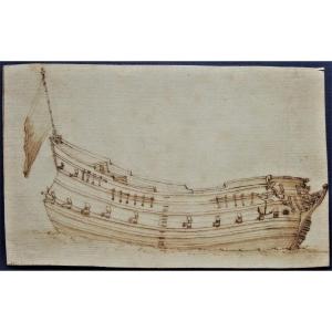 Italian School Of The 17th Century. Study Of A Vessel.