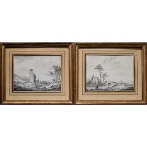 Dutch School, Circa 1800. Pair Of Landscapes.