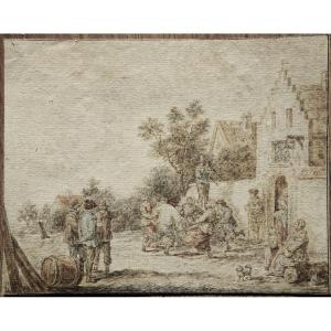 Dutch School, Circa 1700. Village Scene.